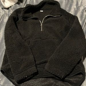 Old Navy black sherpa quarter zip up hoodie